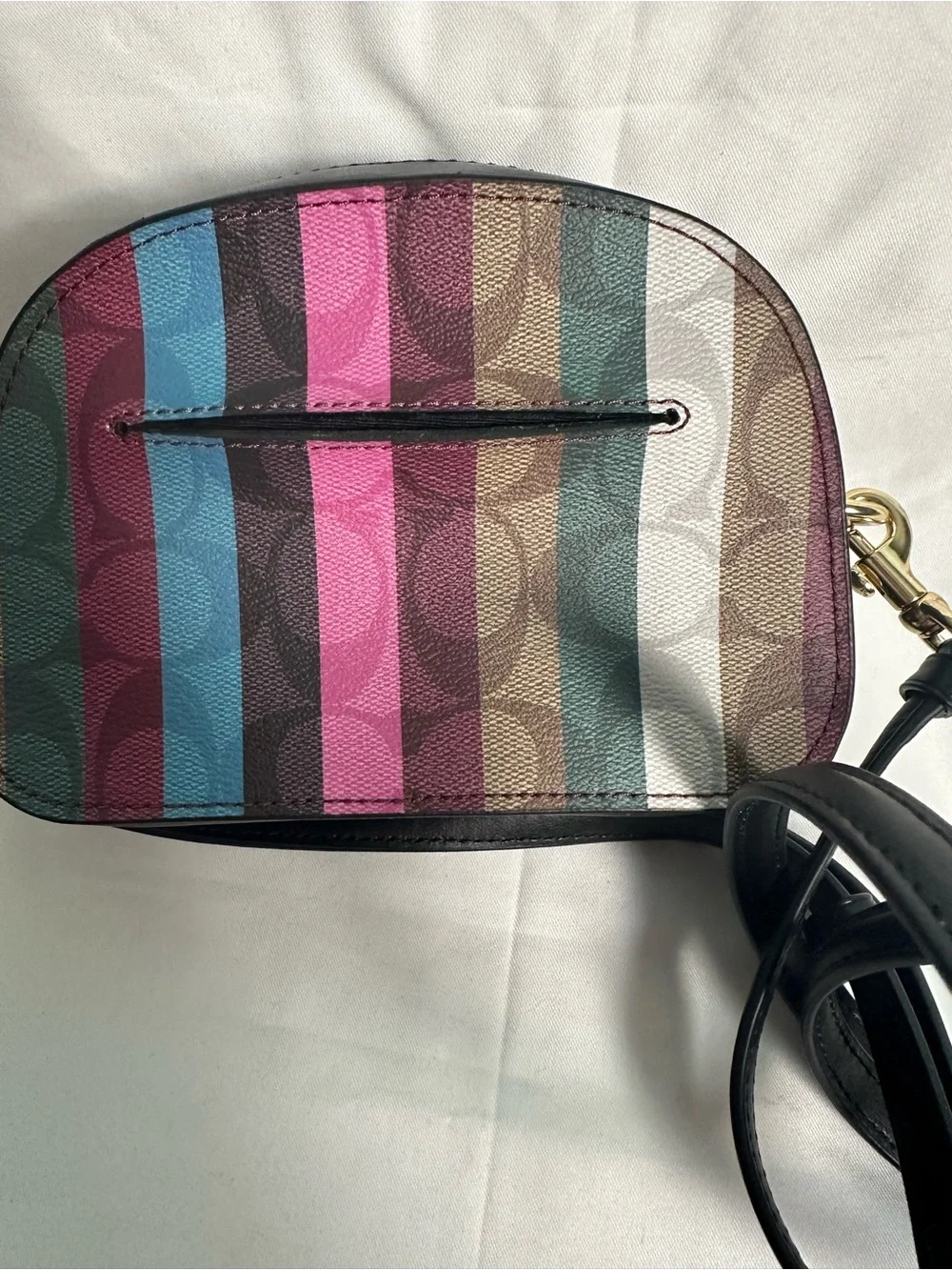 COACH Multicolor Stripe Signature Canvas Crossbody Bag